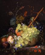 Jan van Huysum Still-life of grapes and a peach on a table-top china oil painting artist